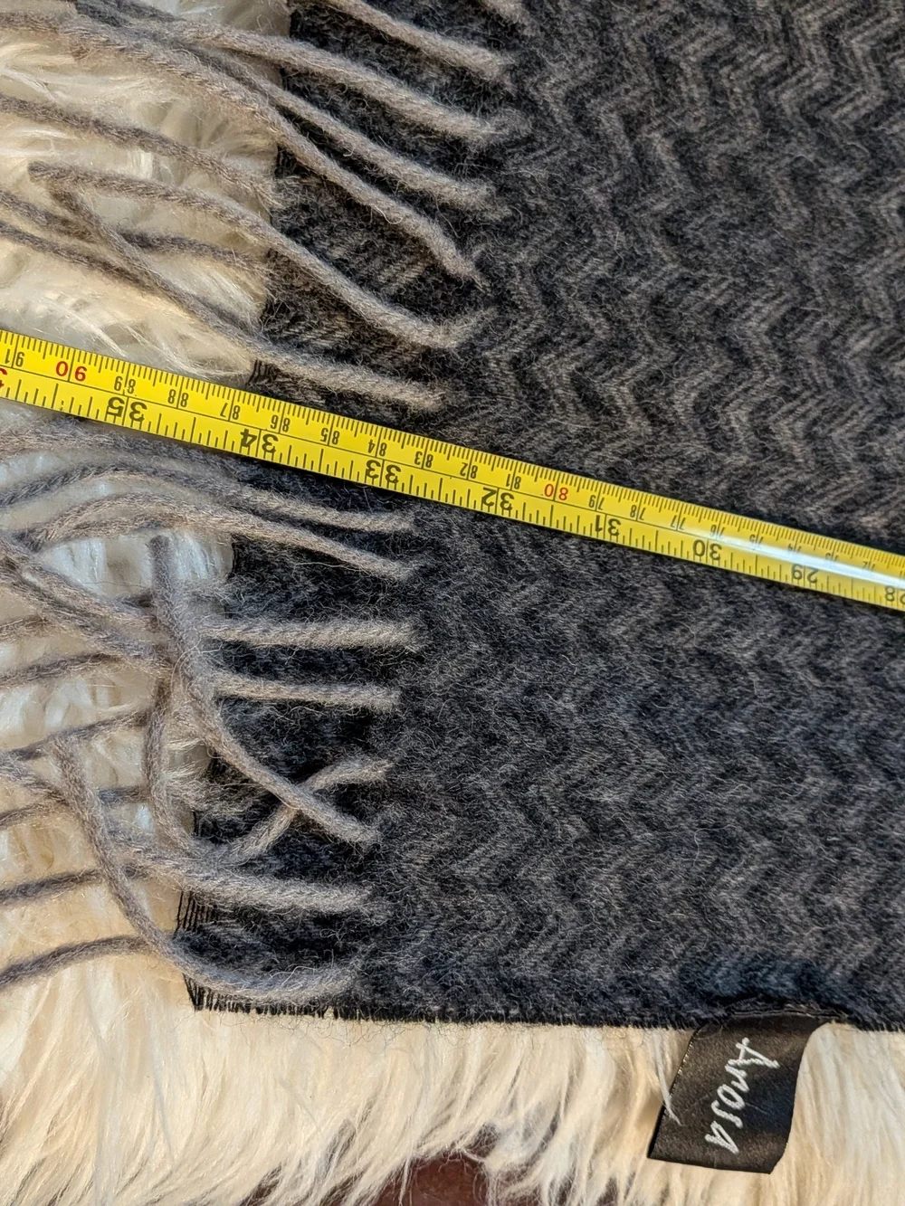 Men’s Charcoal Chevron Wool-Blend Scarf